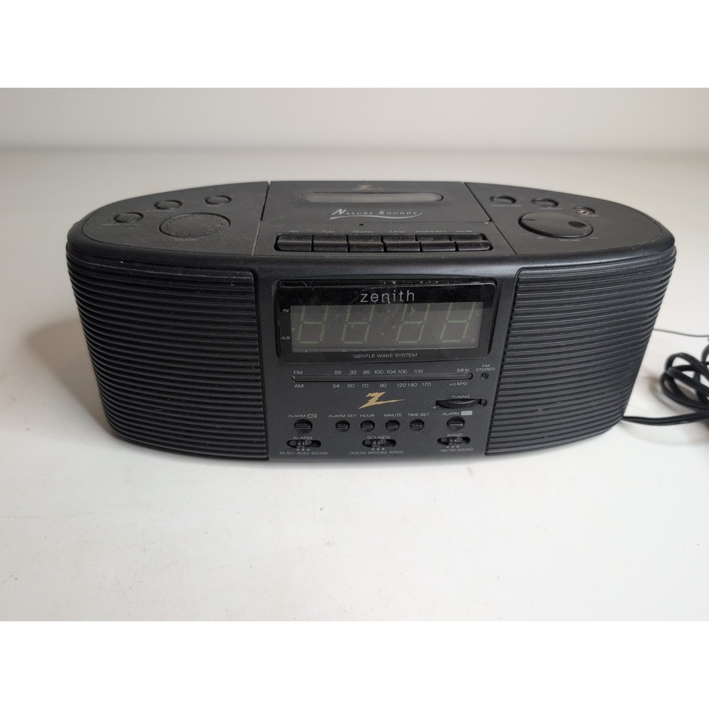 Vintage 90's Zenith Clock Radio w/ Cassette Player & Nature Sounds - Model Z321B